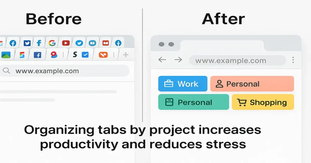 Before and after of chrome tab groups update