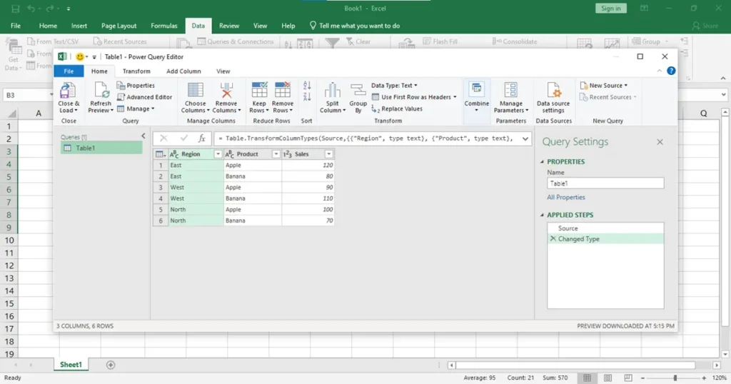 Load the Data into Power Query for better for doing to move grand total to top in pivot table