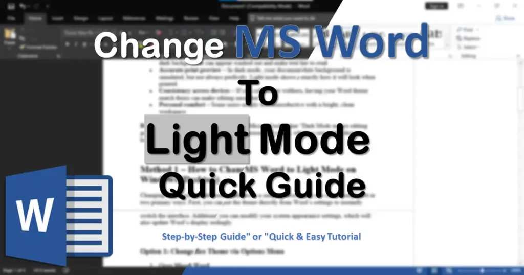 How to Change MS Word to Light Mode (Turn Off Dark Mode Guide)