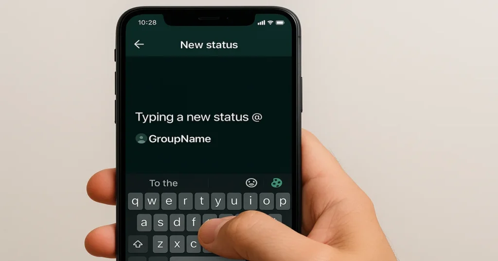 How to tag a group using @ in WhatsApp status