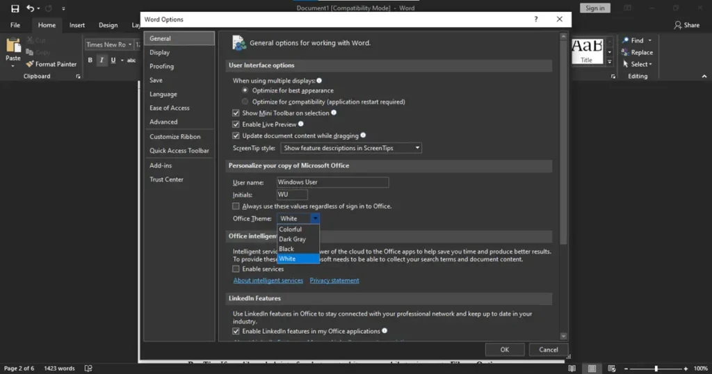 Method 1 – How to Change MS Word to Light Mode on Windows (Desktop)