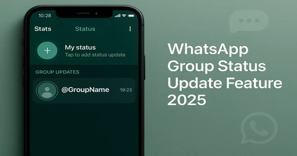 WhatsApp group mention feature in status update interface in new WhatsApp status updates