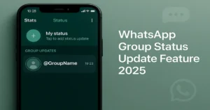 WhatsApp group mention feature in status update interface in new WhatsApp status updates