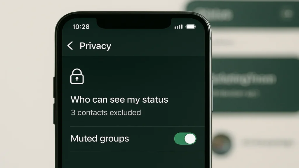 WhatsApp status privacy settings screenshot